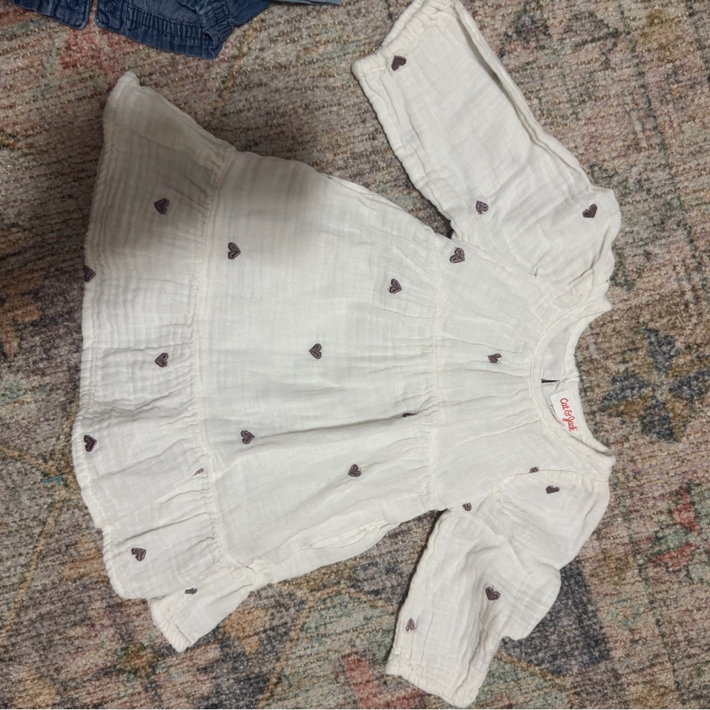 Cat & Jack Cream Dress with Purple Heart Details